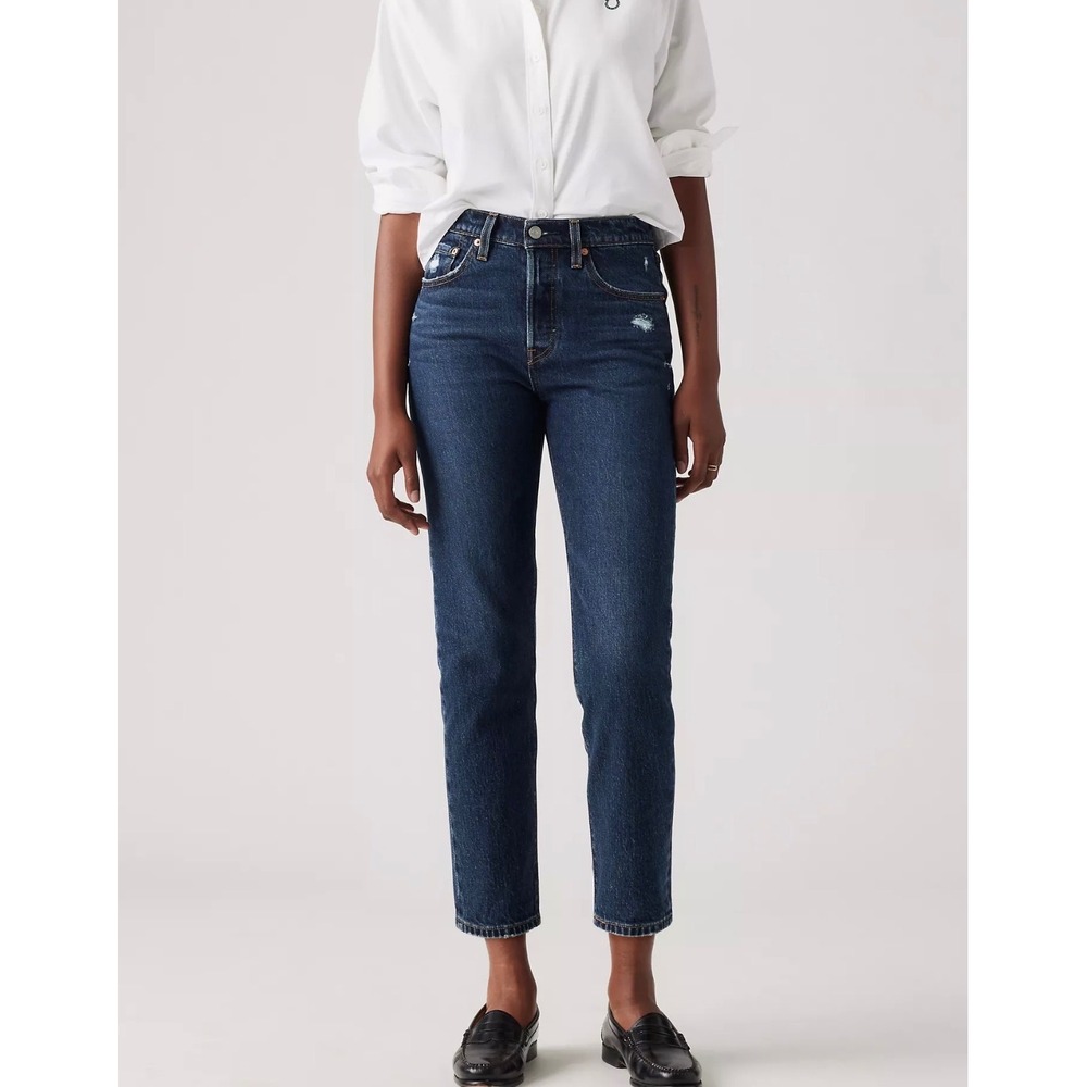 NWT Levi's 501 Original Cropped Jeans Salsa Dark Indigo Worn In W25 L26